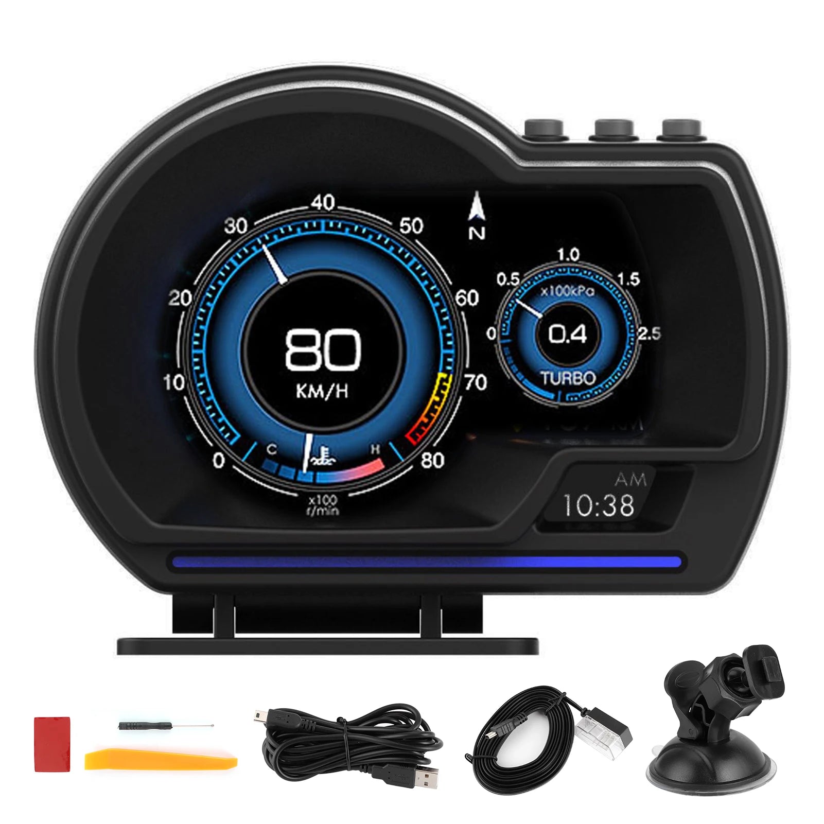 Universal OBD2 compatible vehicle HUD connection