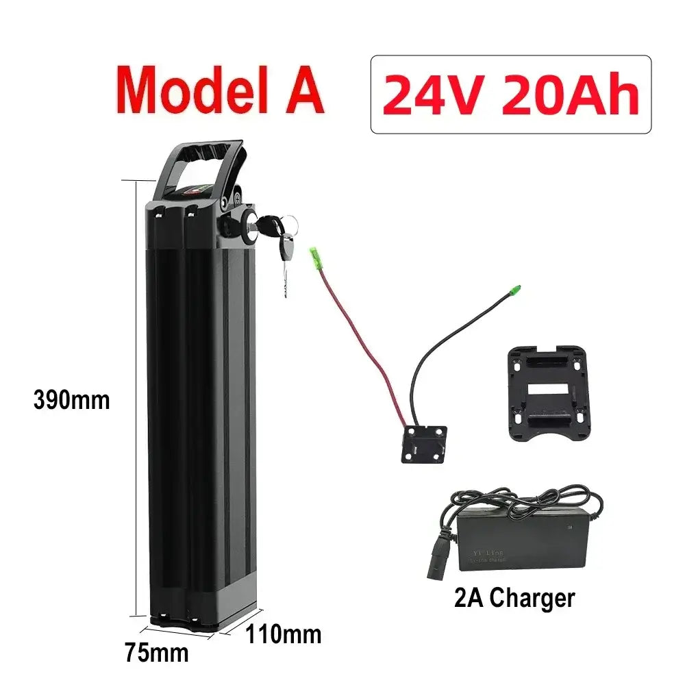 Silverfish E-Bike Battery 24V 36V 48V - 11Ah 15Ah 17Ah 20Ah Lithium-ion Pack for 250W-1000W Bafang Motor Model A 24V 20Ah