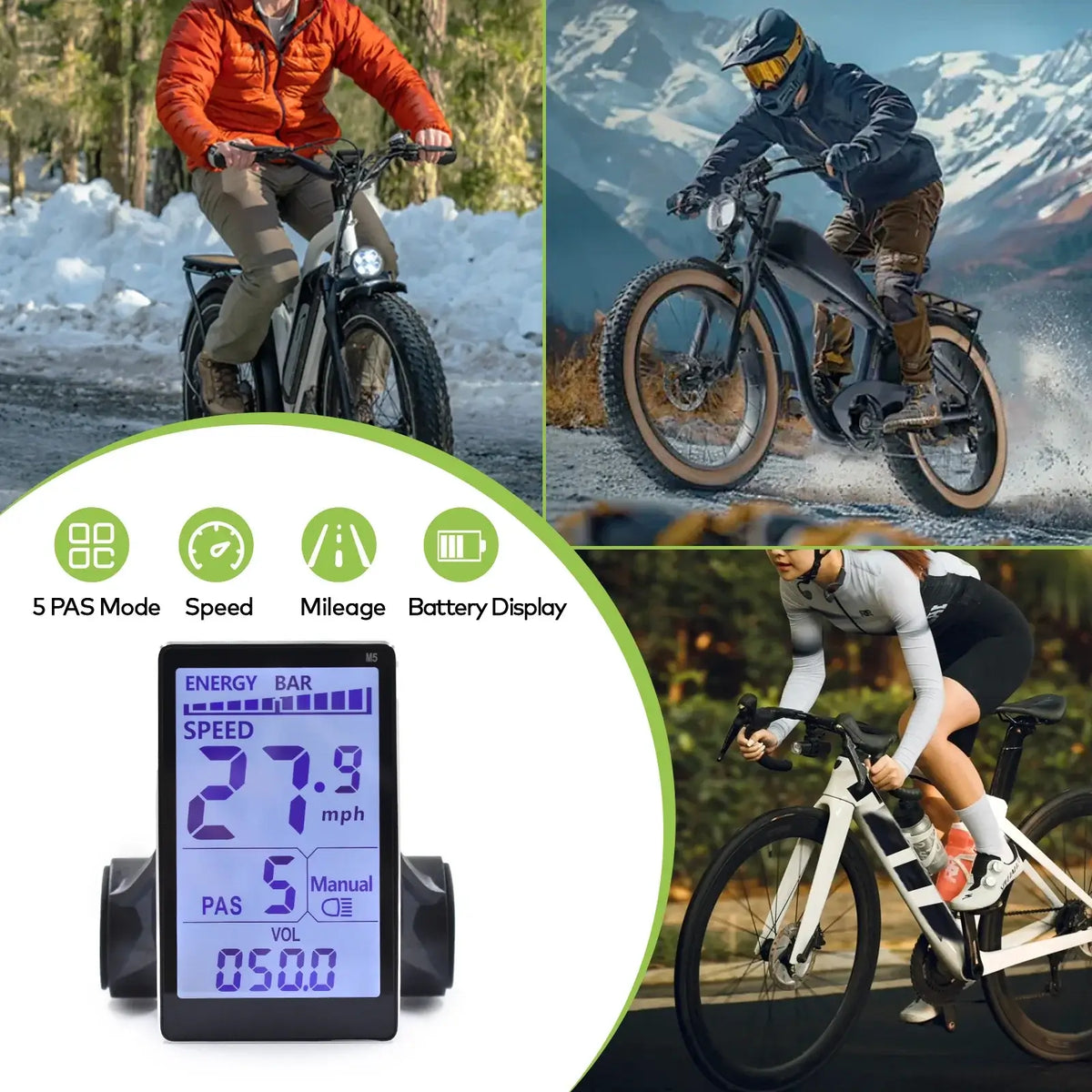 Universal electric bicycle LCD screen for 48V 60V systems