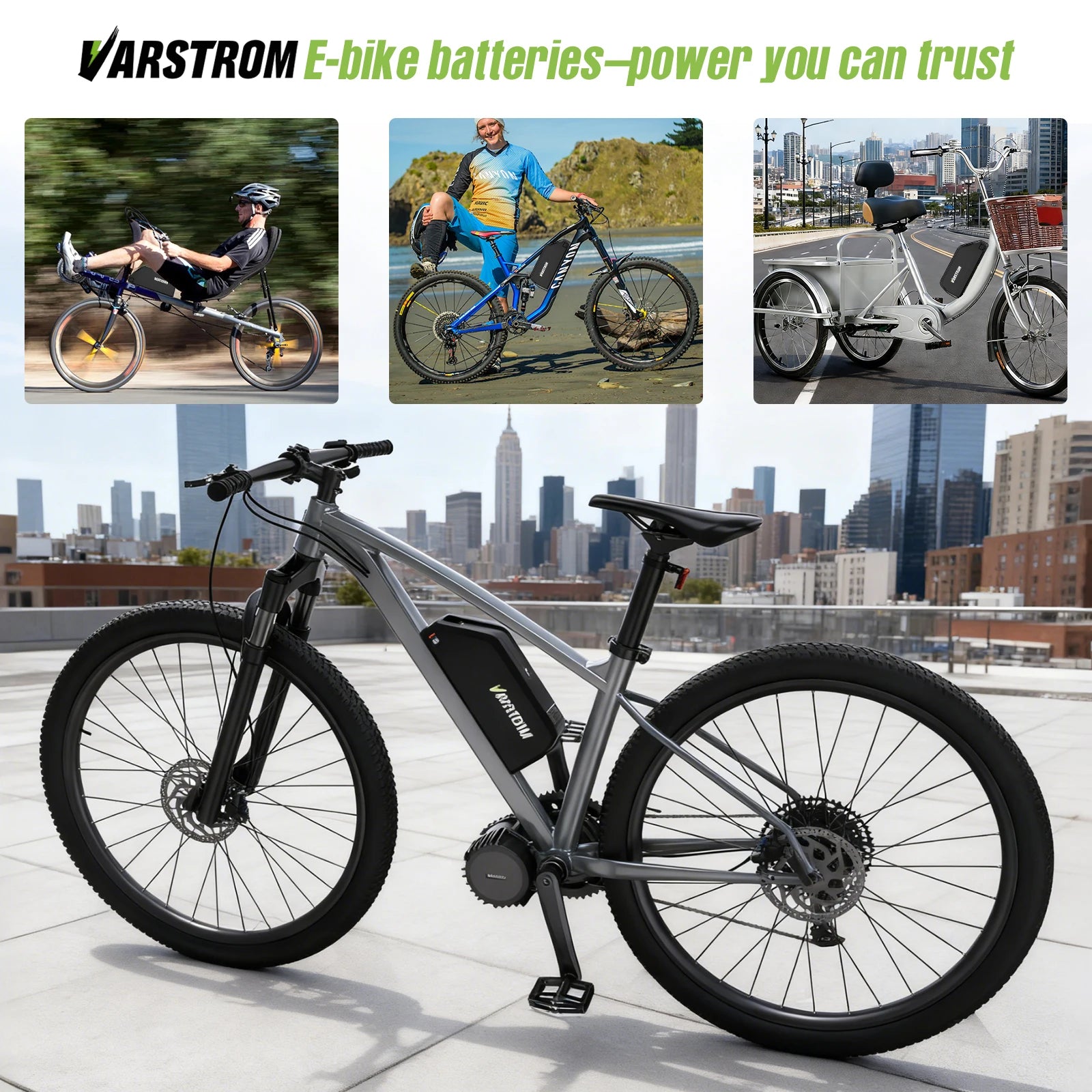 Varstrom 21700 cell lithium battery installed on electric bike frame