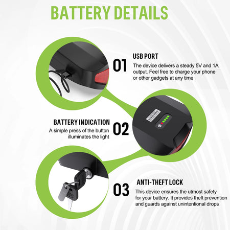 Varstrom rear rack battery compatible with Bafang and Tongsheng motor conversion kits