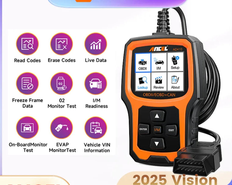   ANCEL AD410 OBD2 Scanner Code Reader - Multi-Language Automotive Diagnostic Tool