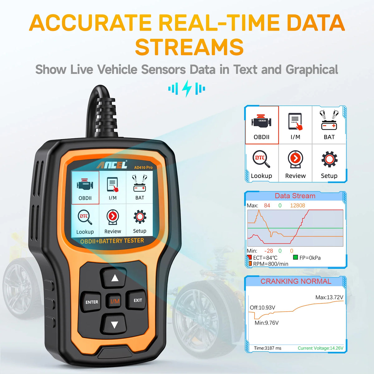   ANCEL AD410 OBD2 Scanner Code Reader - Multi-Language Automotive Diagnostic Tool
