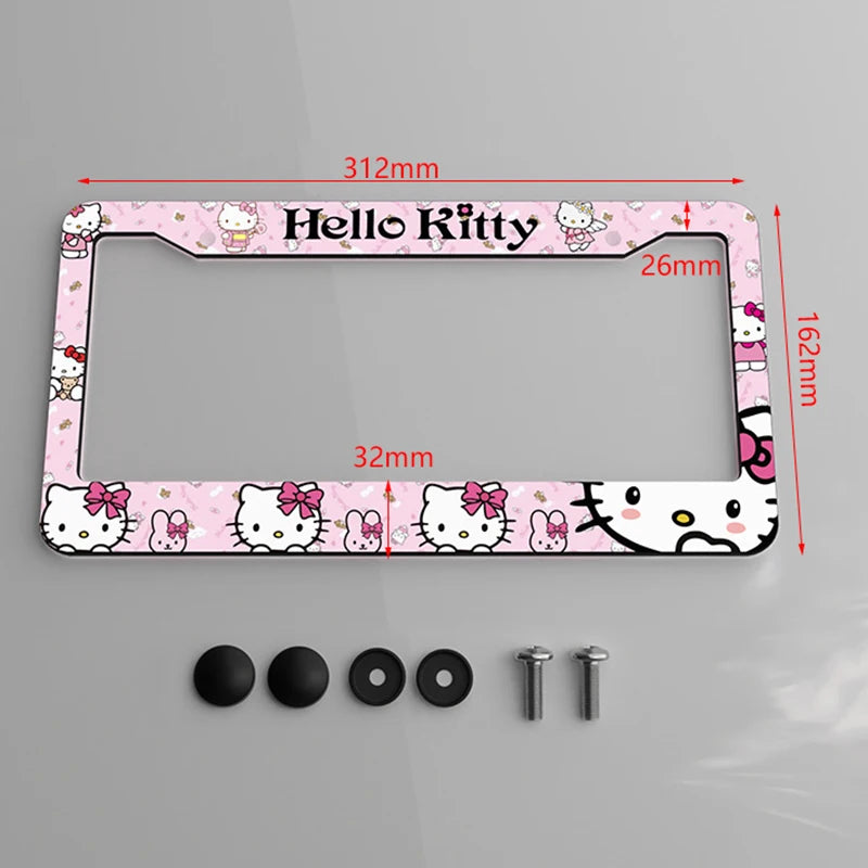 Vibrant anime style license plate holder Hello Kitty