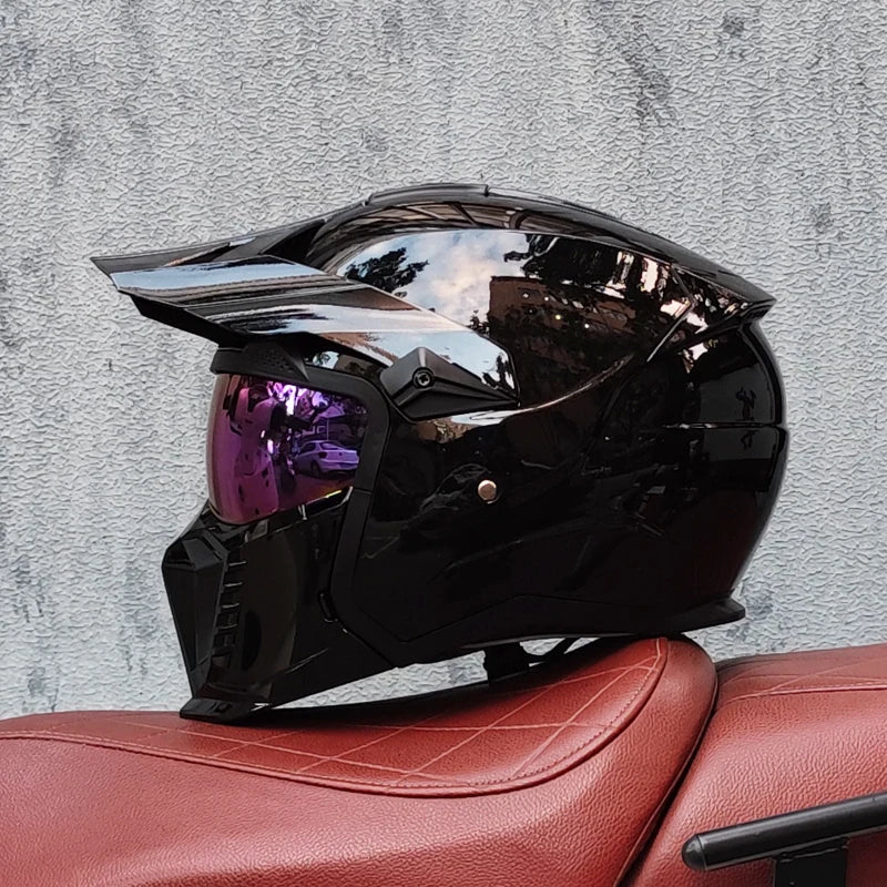 Vintage style flip front helmet