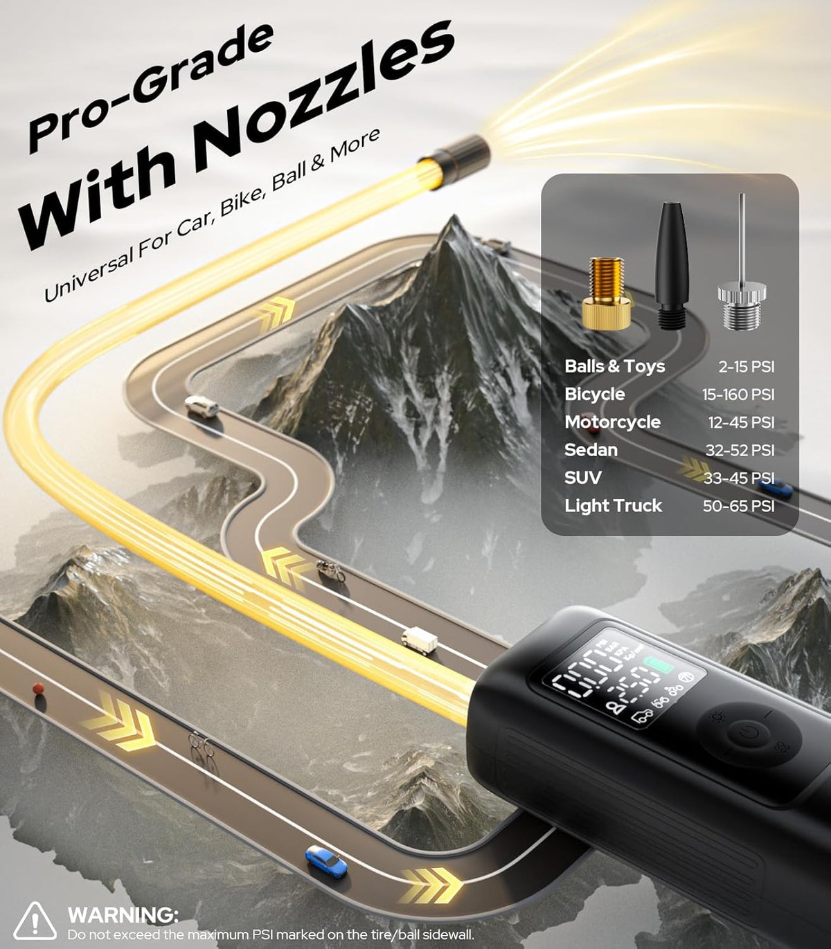 WarWolf car tire pump with preset inflation modes