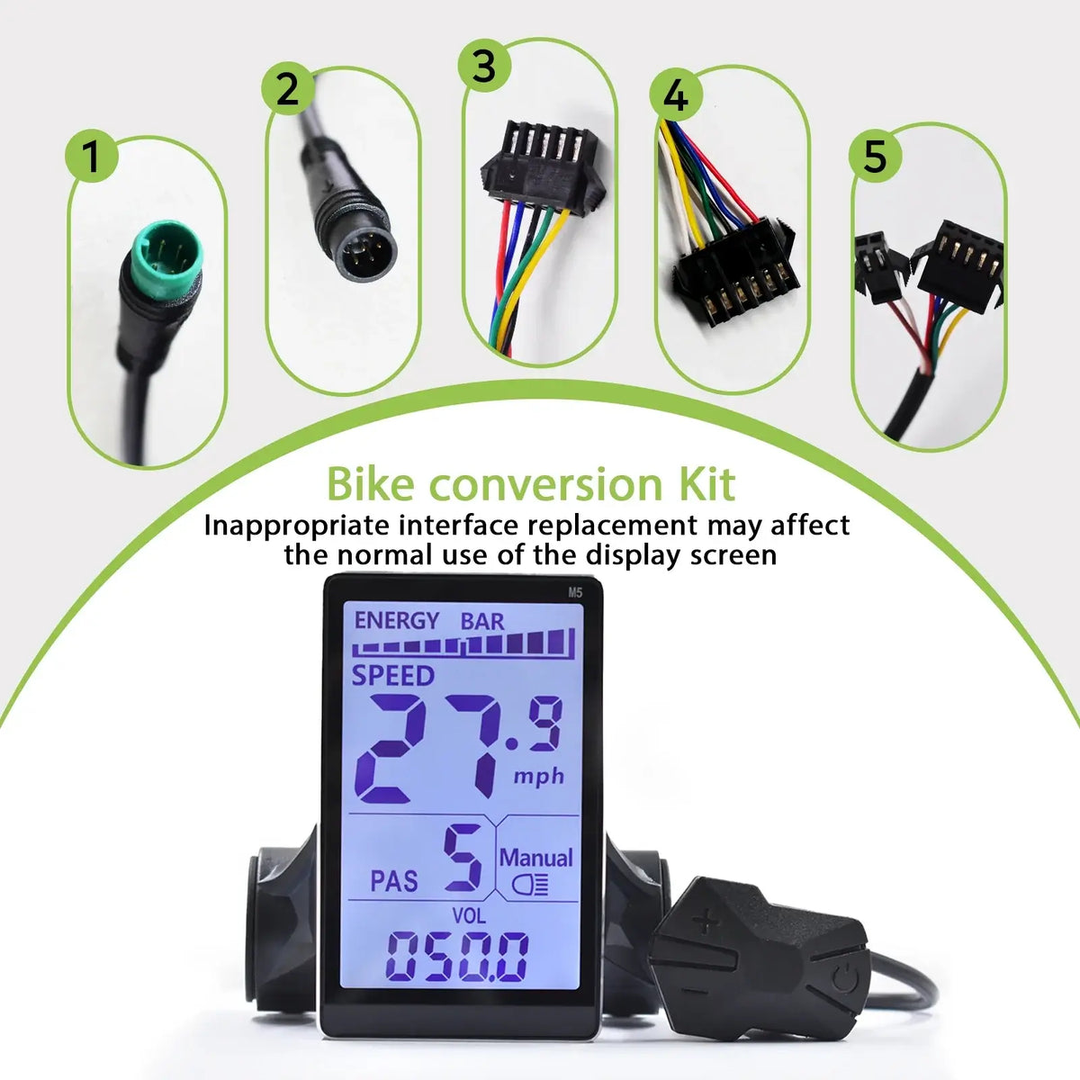 Waterproof M5 control panel for e-bike and scooter.
