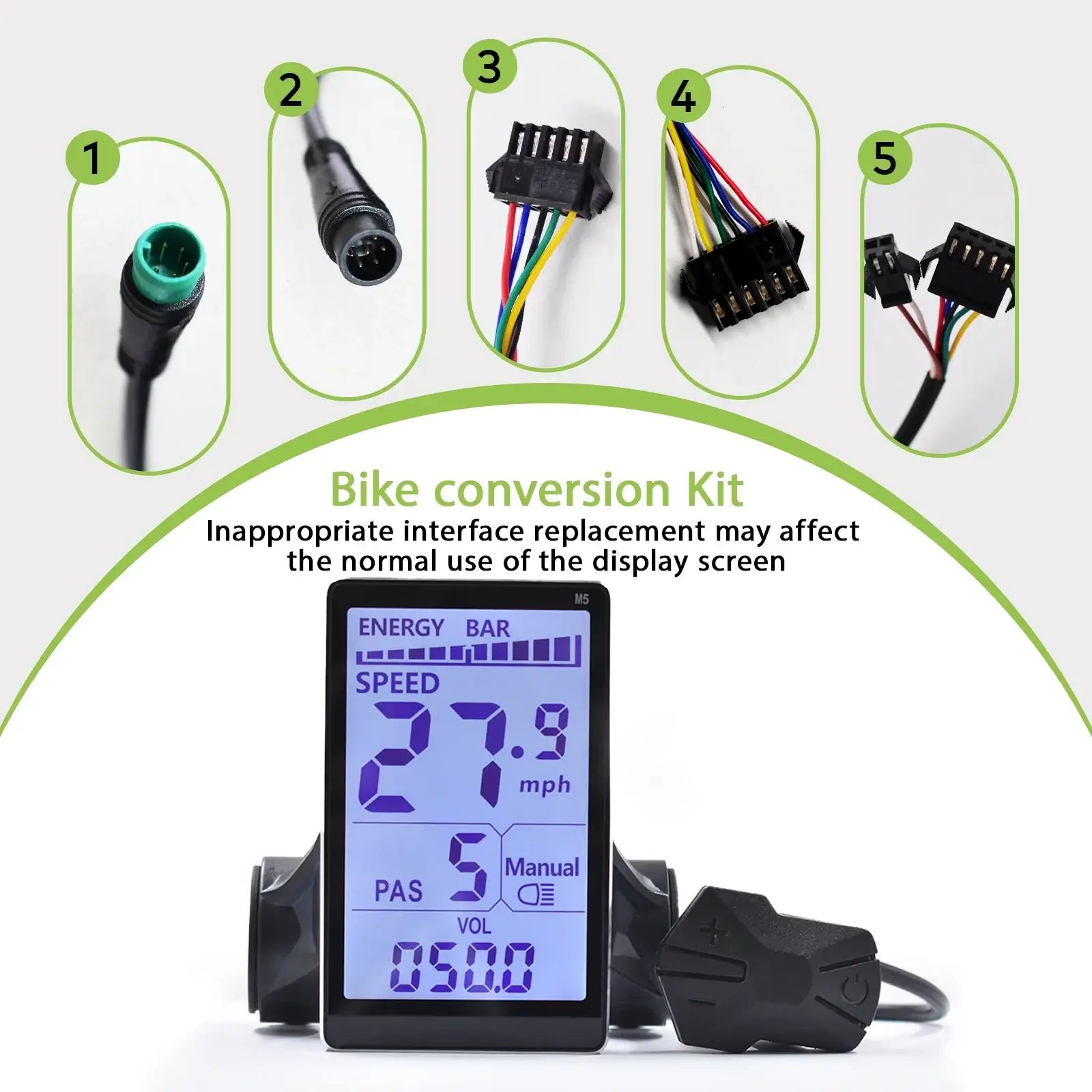 Waterproof M5 control panel for e-bike and scooter.