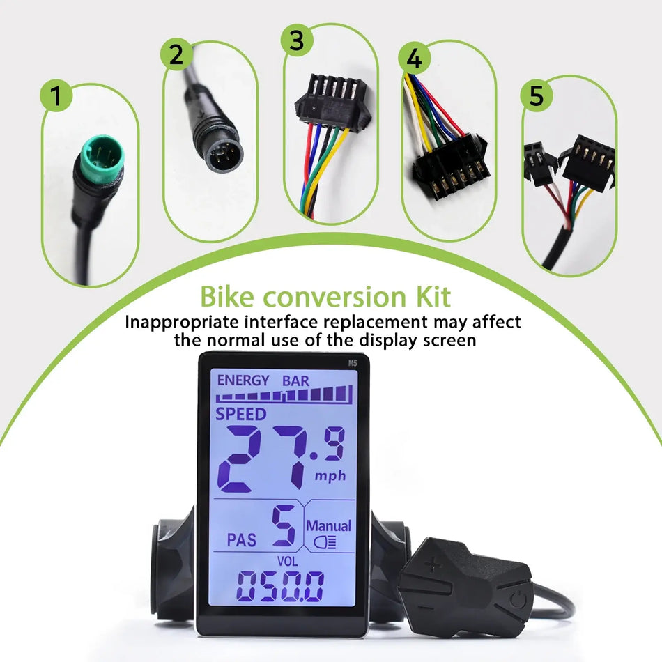 Waterproof M5 control panel for e-bike and scooter.