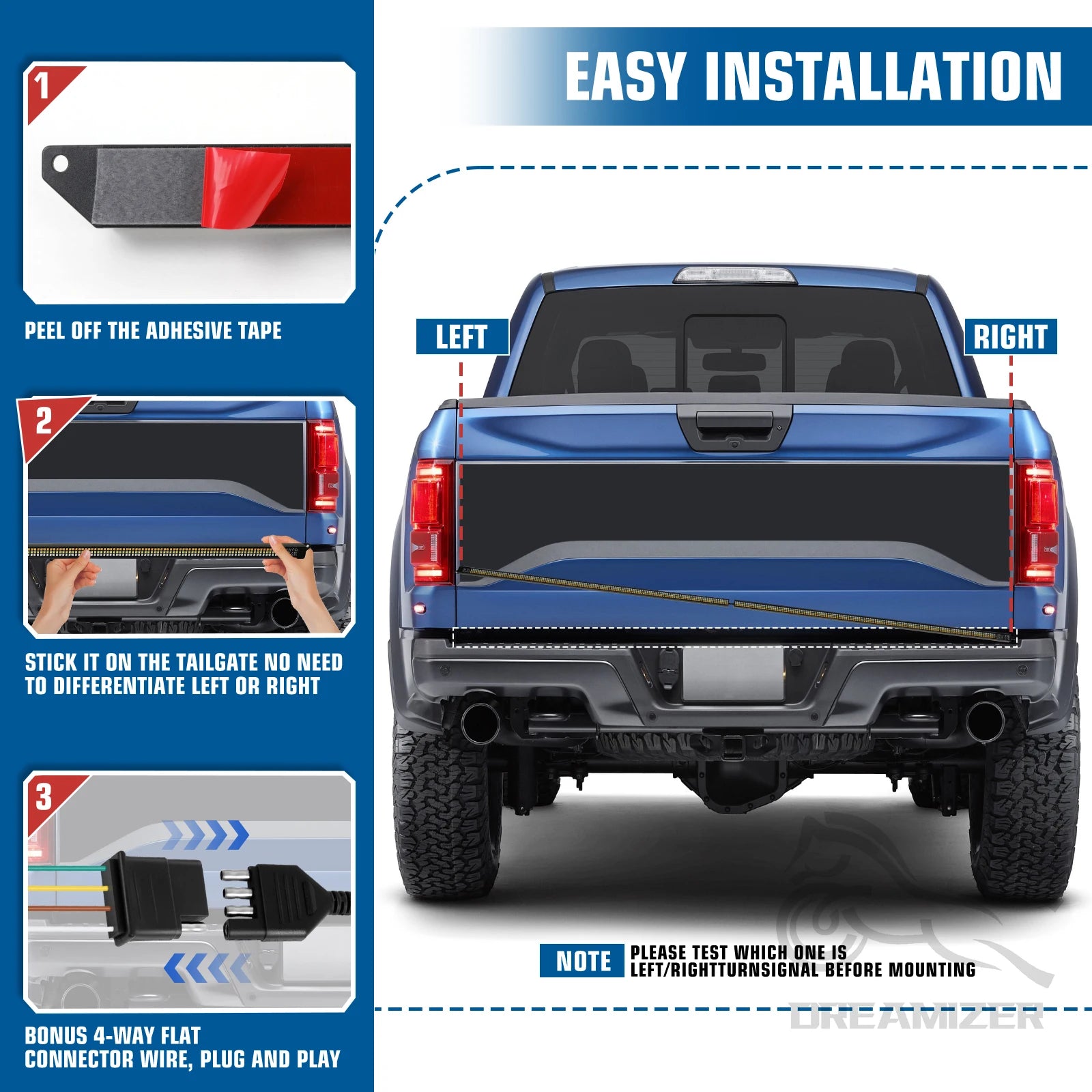 Weatherproof tailgate LED strip light 12V