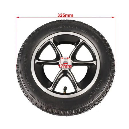 Wheel hub and tire detail for electric wheelchair