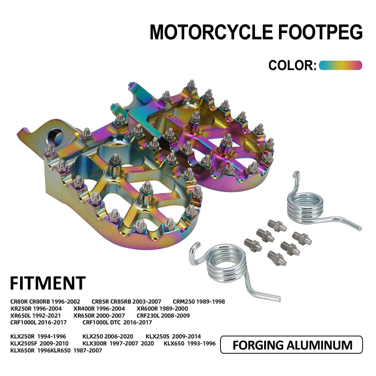 Wide motocross foot pegs aluminum CNC machined construction