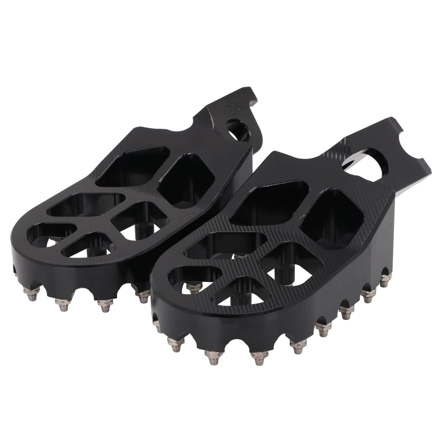 Wide platform dirt bike foot pegs for comfort and balance