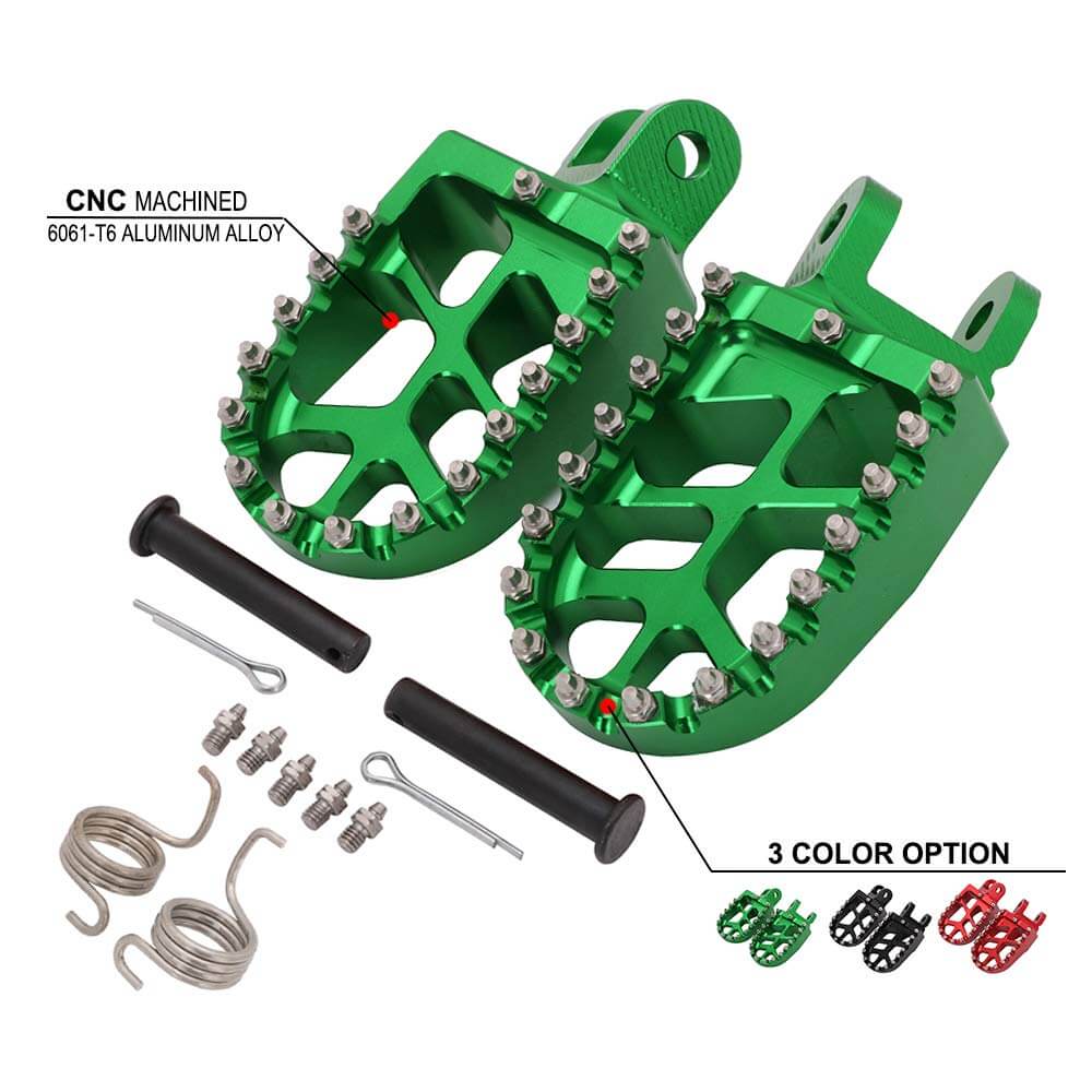 Wide platform motocross foot pegs for improved rider stability