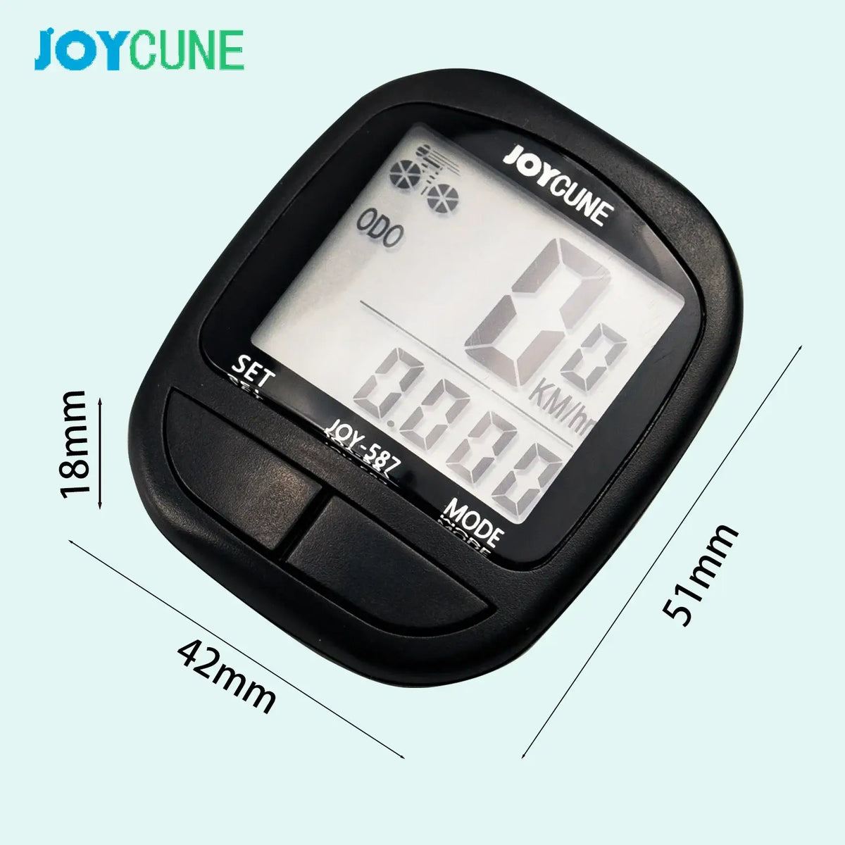 Wired cycling odometer JOYCUNE SD-587 showing speed and distance tracking