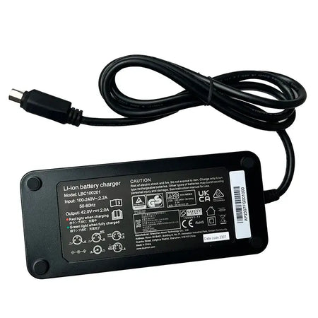 Qicycle EF1 Charger Replacement - 42V Battery Power Adapter for Xiaomi EF1 with power cord and safety instructions.