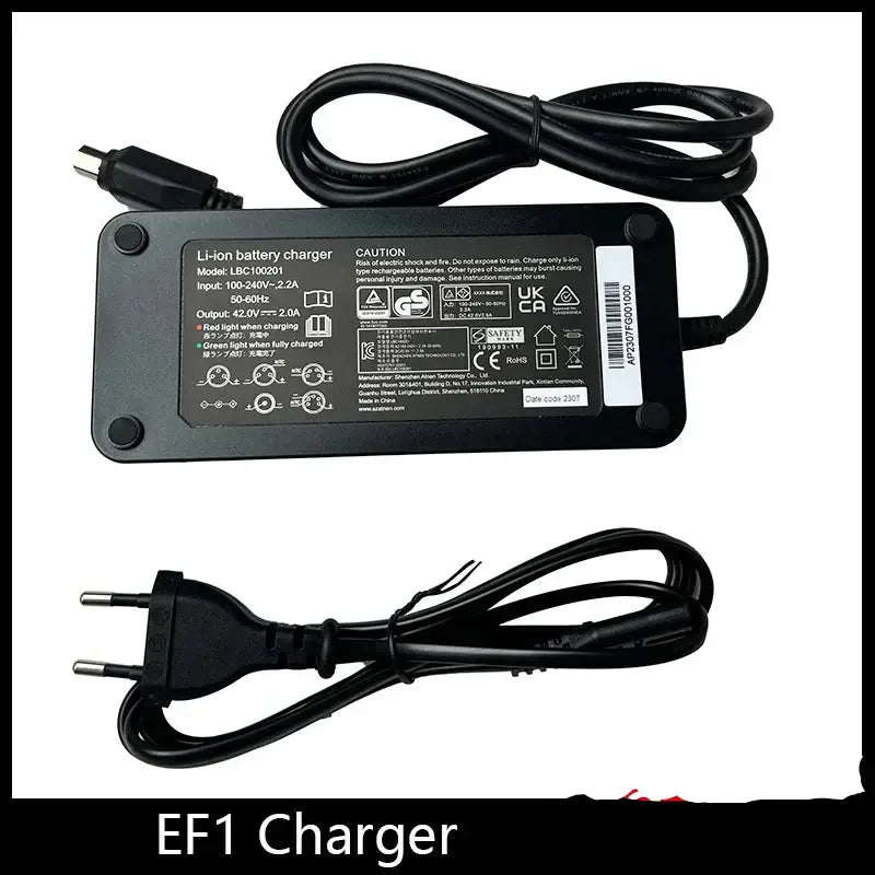 Qicycle EF1 Charger Replacement - 42V Battery Power Adapter for Xiaomi EF1 - image of charger with cables.
