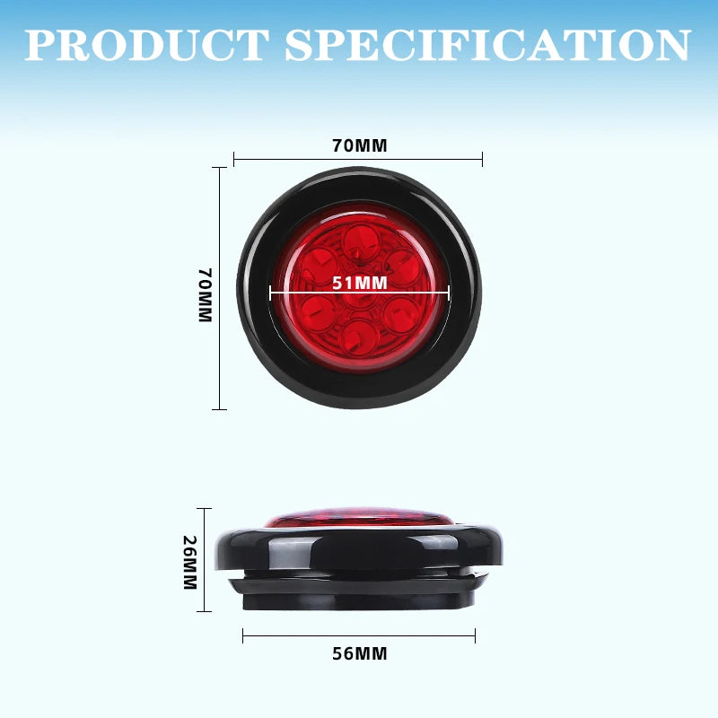 Yellow LED side marker light for trailer truck
