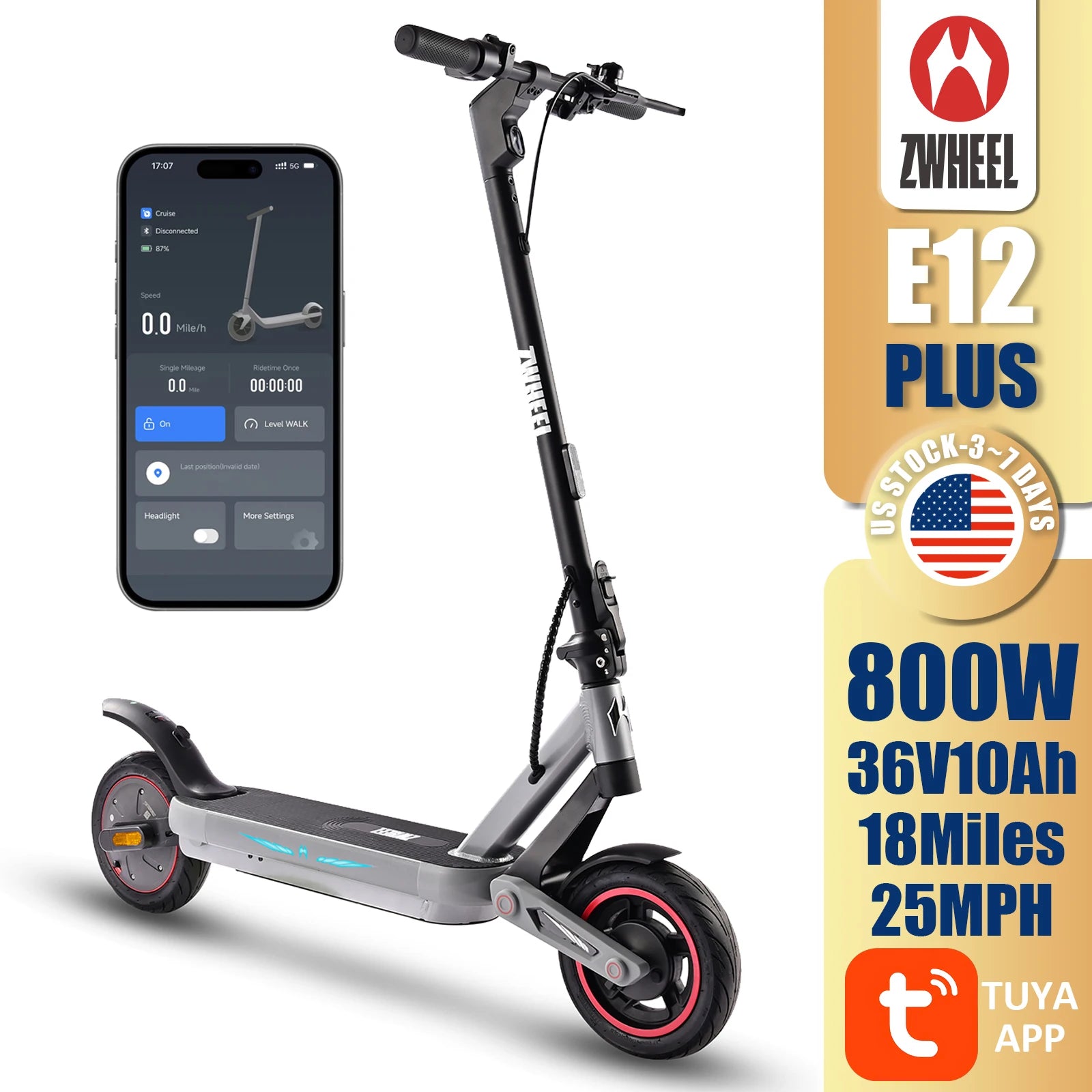 ZWHEEL E12 Plus 800W Electric Scooter for Urban and Off-Road Commuting