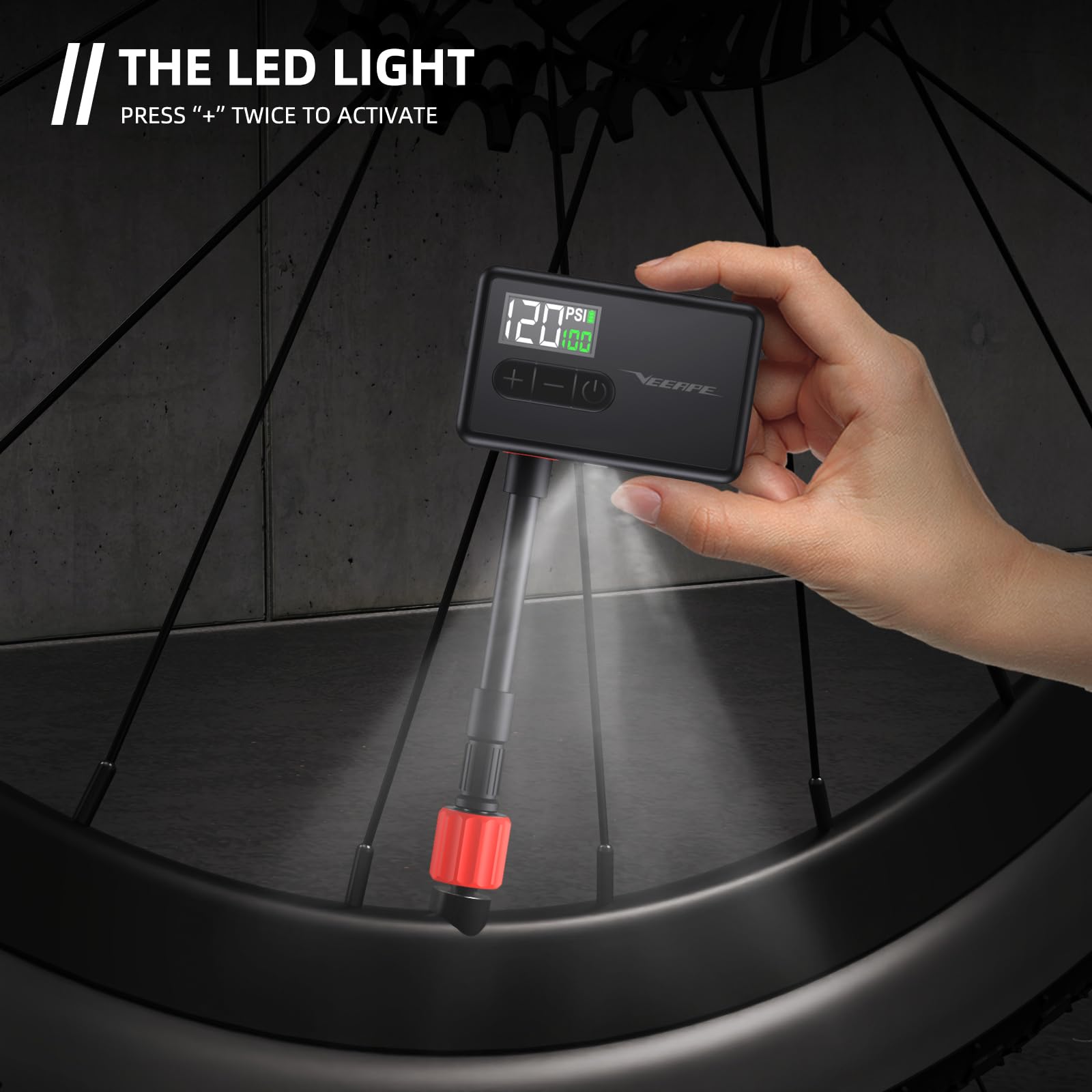   VEEAPE Tiny Pump Mini Bike Tire Pump - Max 120PSI Portable Electric Bicycle Air Pump with Auto Stop - Ideal for E-Bikes and Various Bicycles