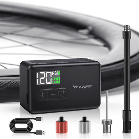   VEEAPE Tiny Pump Mini Bike Tire Pump - Max 120PSI Portable Electric Bicycle Air Pump with Auto Stop - Ideal for E-Bikes and Various Bicycles