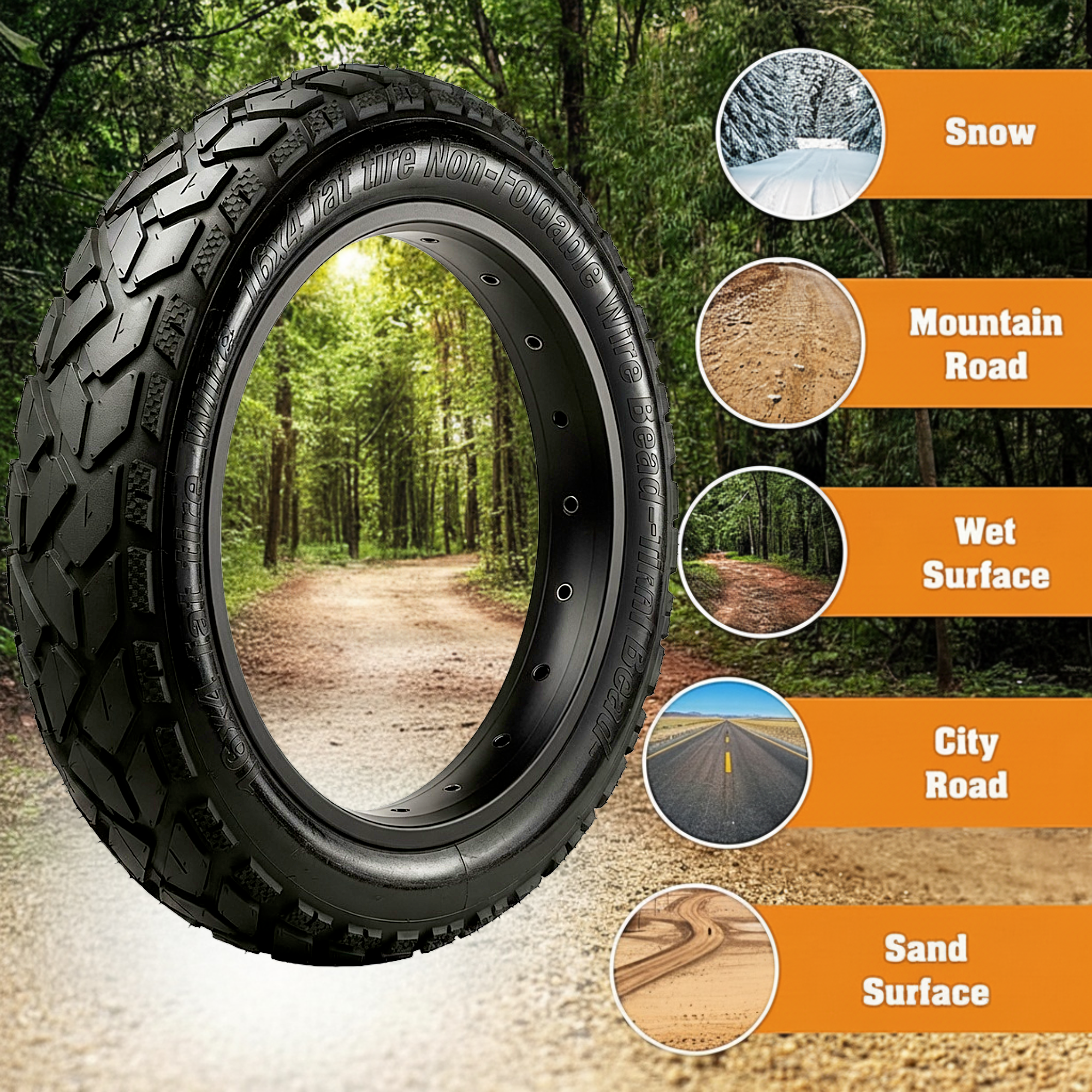 Thick Wire Bead Fat Tire Pair for E Bikes and Fat Bikes