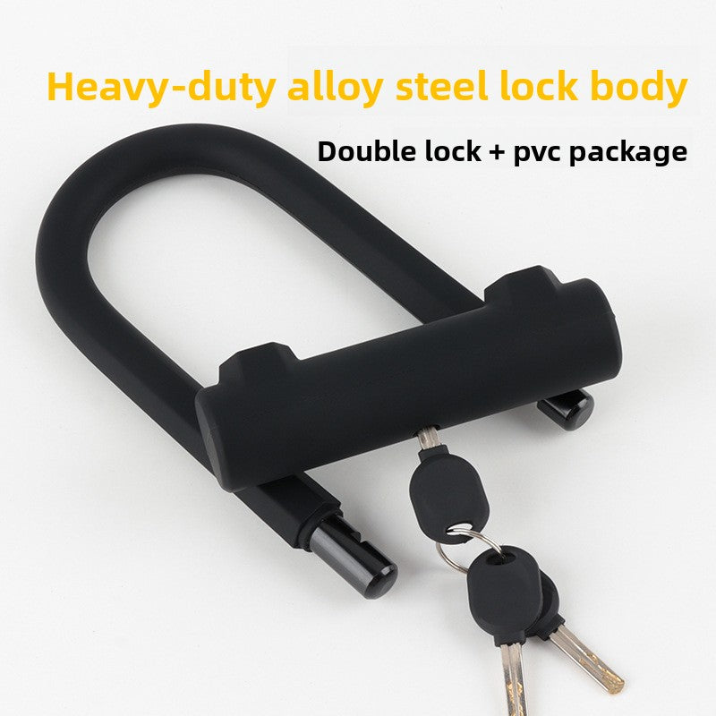 Heavy-Duty Anti-Theft U-Lock & 1.2m Steel Cable Set Reinforced Alloy Security for Bikes & Motorcycles