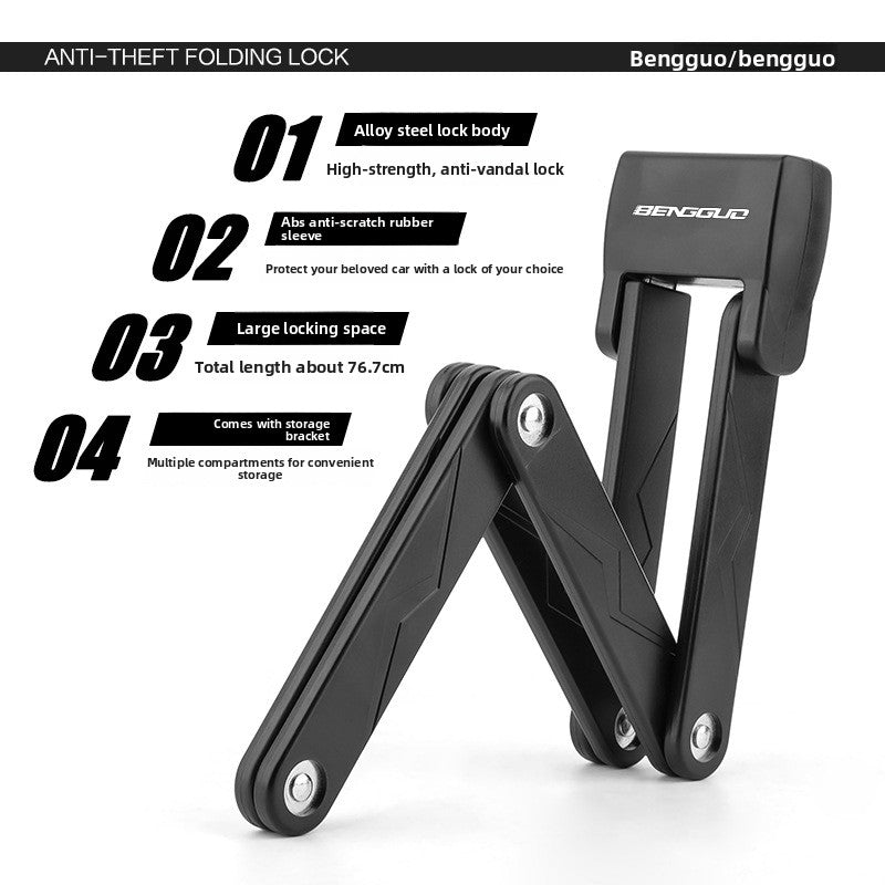 BG-0513 High-Security Foldable Bike Lock Compact & Durable Alloy Anti-Theft Lock for Cycles & E-Scooters
