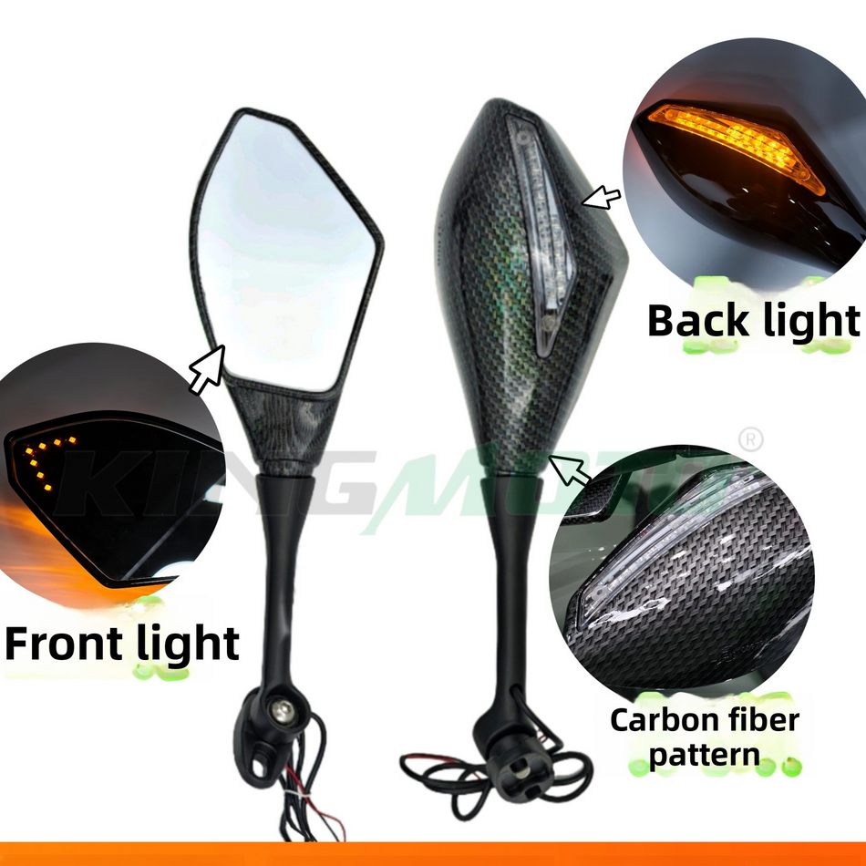 Universal LED Turn Signal Motorcycle Side Mirrors ? Flat Glass (Model 705)