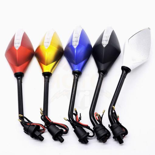 UGNE CY-022 Motorcycle LED Side Mirrors Premium Plane Glass Pair