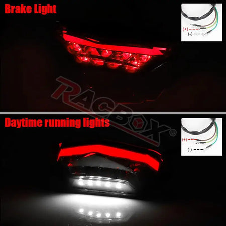   3 Wires LED Motorcycle Tail Brake Light Red Smoke Lens