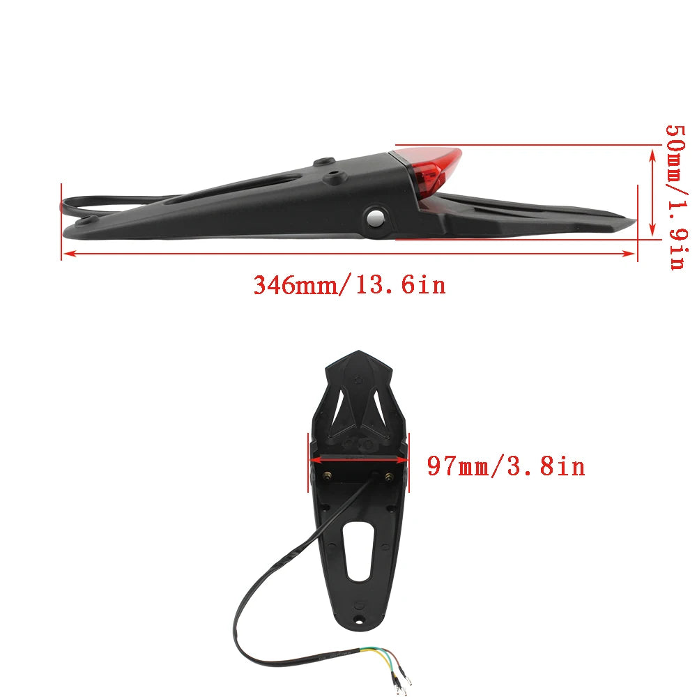   Universal Motorcycle Rear Fender Mudguard Brake Tail Light 12V