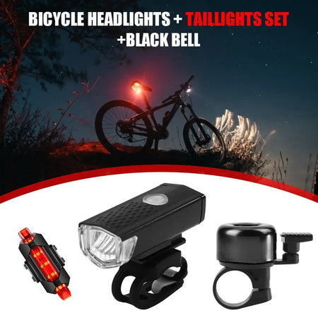   Bike Headlight Taillight Bell Set