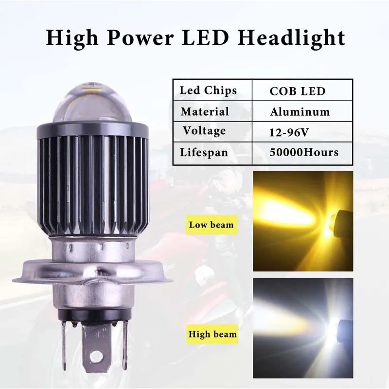   1pcs H4 BA20D Motorcycle Headlight LED Bulbs