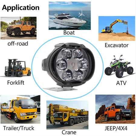   2PCS 6 LED Motorcycle Headlight Spotlights