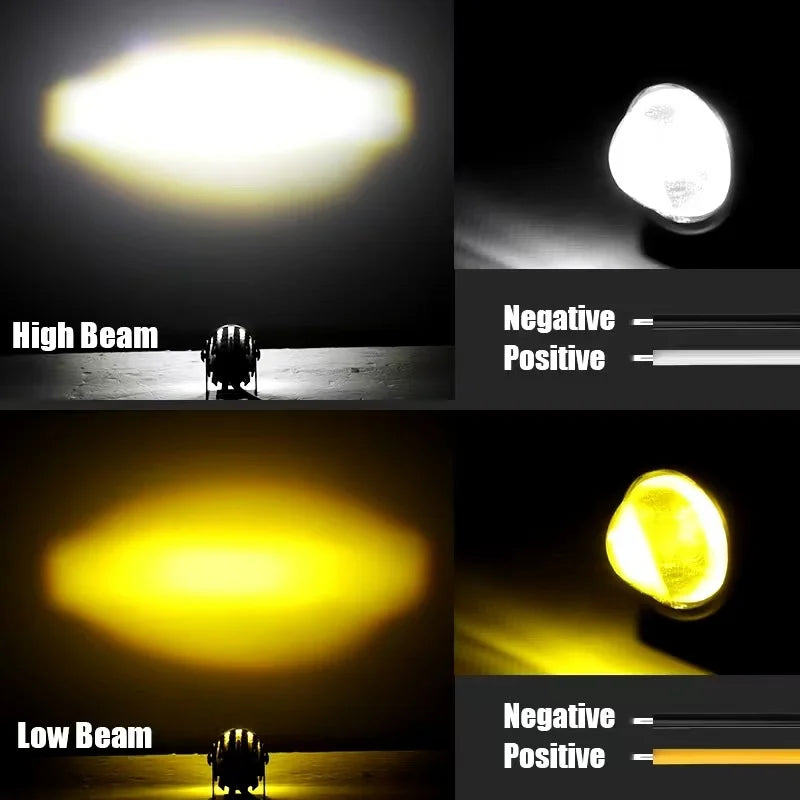   1pc Motorcycle Mini Driving Light Dual Color