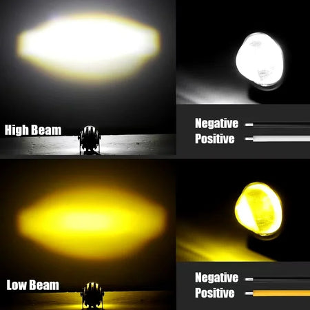   1pc Motorcycle Mini Driving Light Dual Color