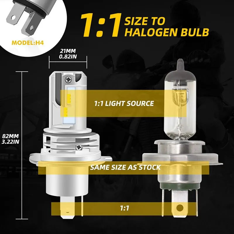   H4 LED Motorcycle Headlight Bulbs Hi Lo Beam