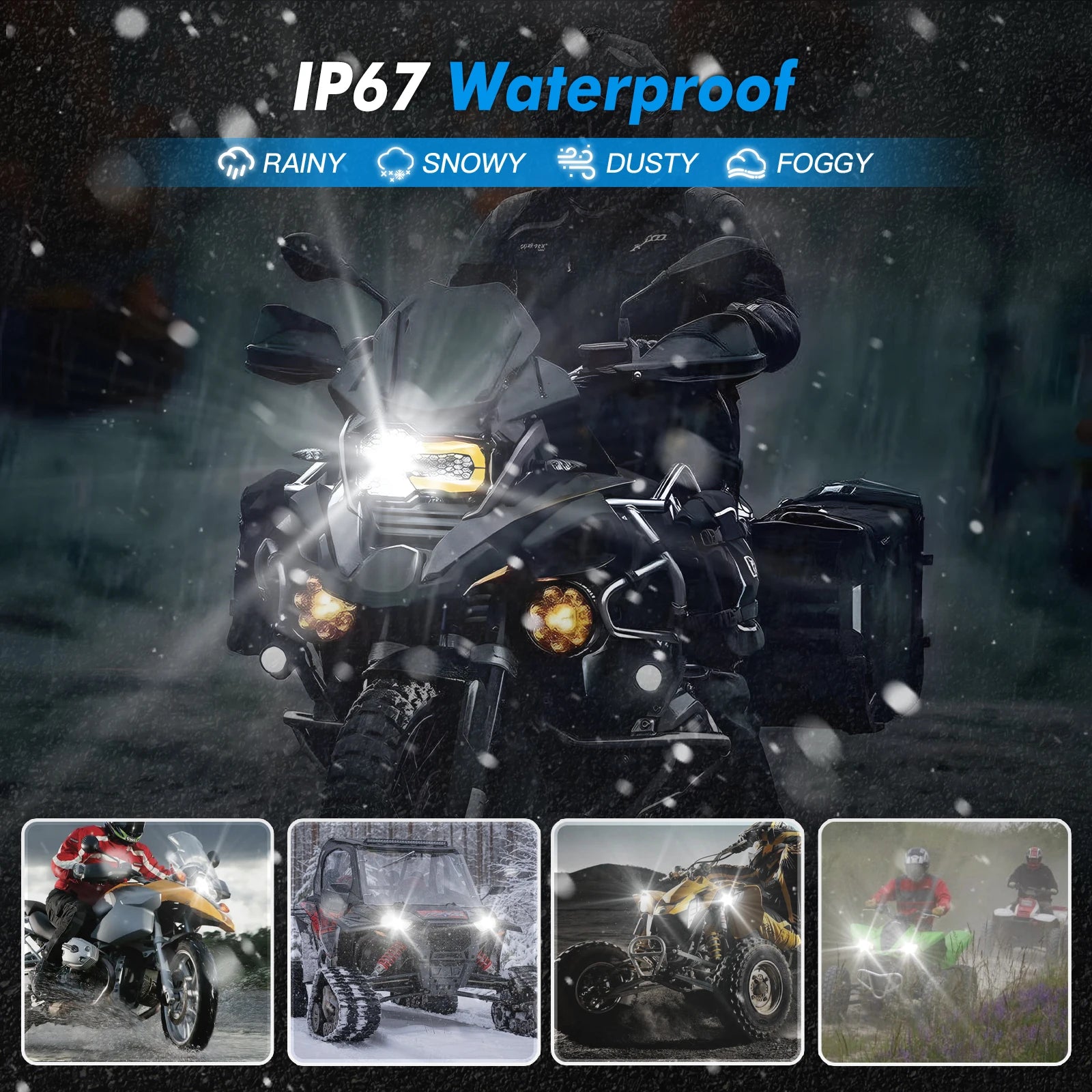   BEVINSEE H4 LED Moto Headlight Bulb 35W 6000LM