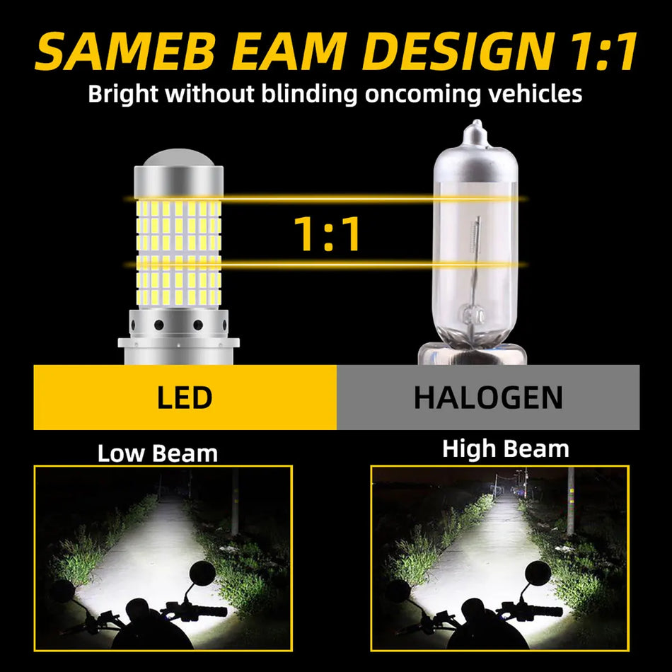   1PCS 144SMD H4 P15D BA20D Motorcycle Headlight Bulbs