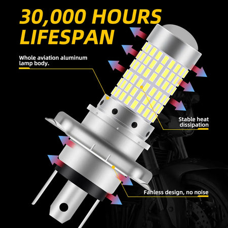   1PCS 144SMD H4 P15D BA20D Motorcycle Headlight Bulbs