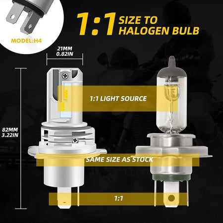   H4 LED Motorcycle Headlight Bulbs Hi Lo Beam