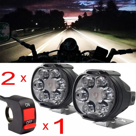   2pcs Motorcycle LED Headlight 12V High Bright Lights