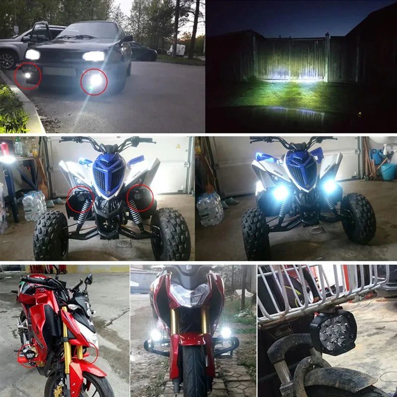   2pcs Motorcycle LED Headlight 12V High Bright Lights