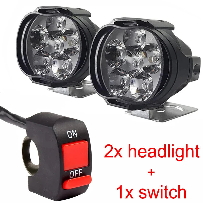   2pcs Motorcycle LED Headlight 12V High Bright Lights