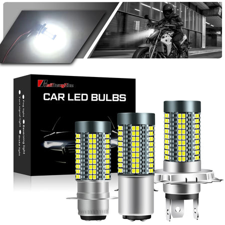   1PC P15D H4 BA20D Moto Headlight Bulbs 126LED White Hi Lo Beam