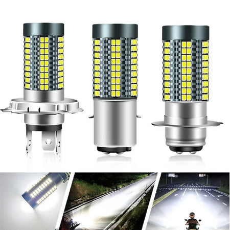   1PC P15D H4 BA20D Moto Headlight Bulbs 126LED White Hi Lo Beam