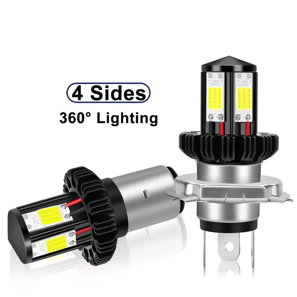   Motorcycle Headlight LED BA20D H6 H4 Bulbs Hi Lo Beam