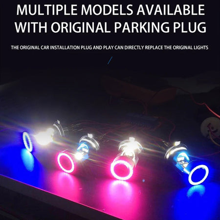   1x Plug&Play Motorcycle Headlight LED H4 with Halo Ring