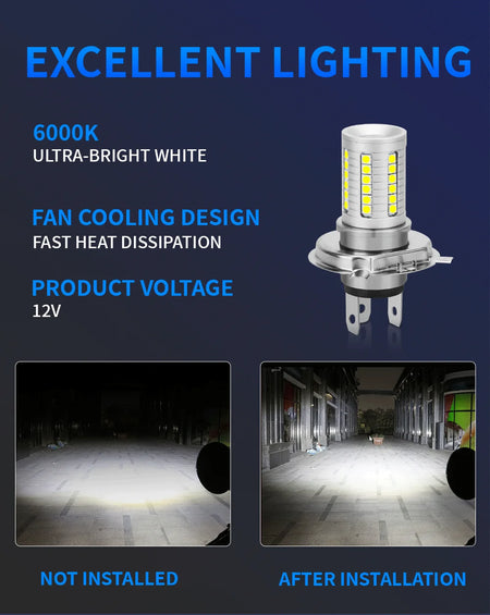   KEVANLY BA20D H6 P15D H4 HB2 9003 LED Motorcycle Headlight Bulbs